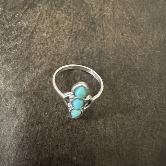 Silver Color  Turquoise Ring - Picture 3 of 7